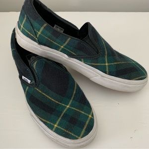 Rare Unisex Tartan Plaid Vans Slip Ons Size 7.5